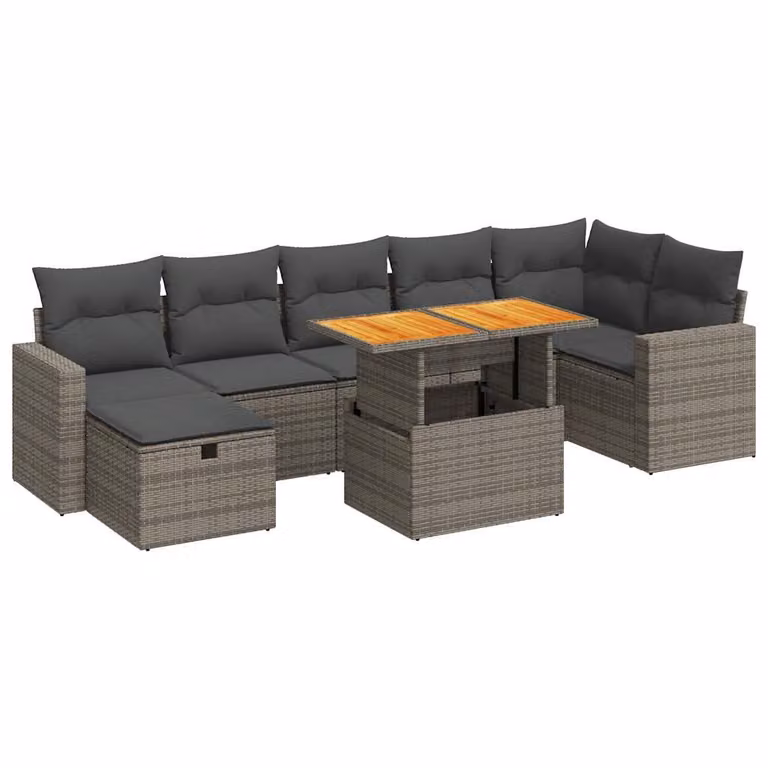 Set Divano Giardino 5 pz con Cuscini Grigio Polyrattan Acacia