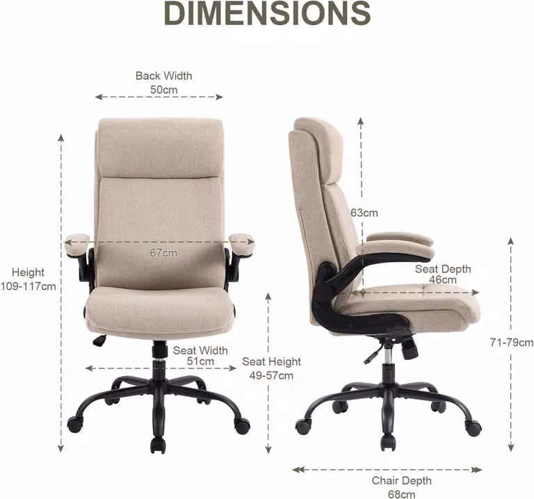 Sedia da ufficio ergonomica - Sedia da scrivania - Sedia da lavoro - Sedia per ufficio - Sedia girevole - Braccioli pieghevoli