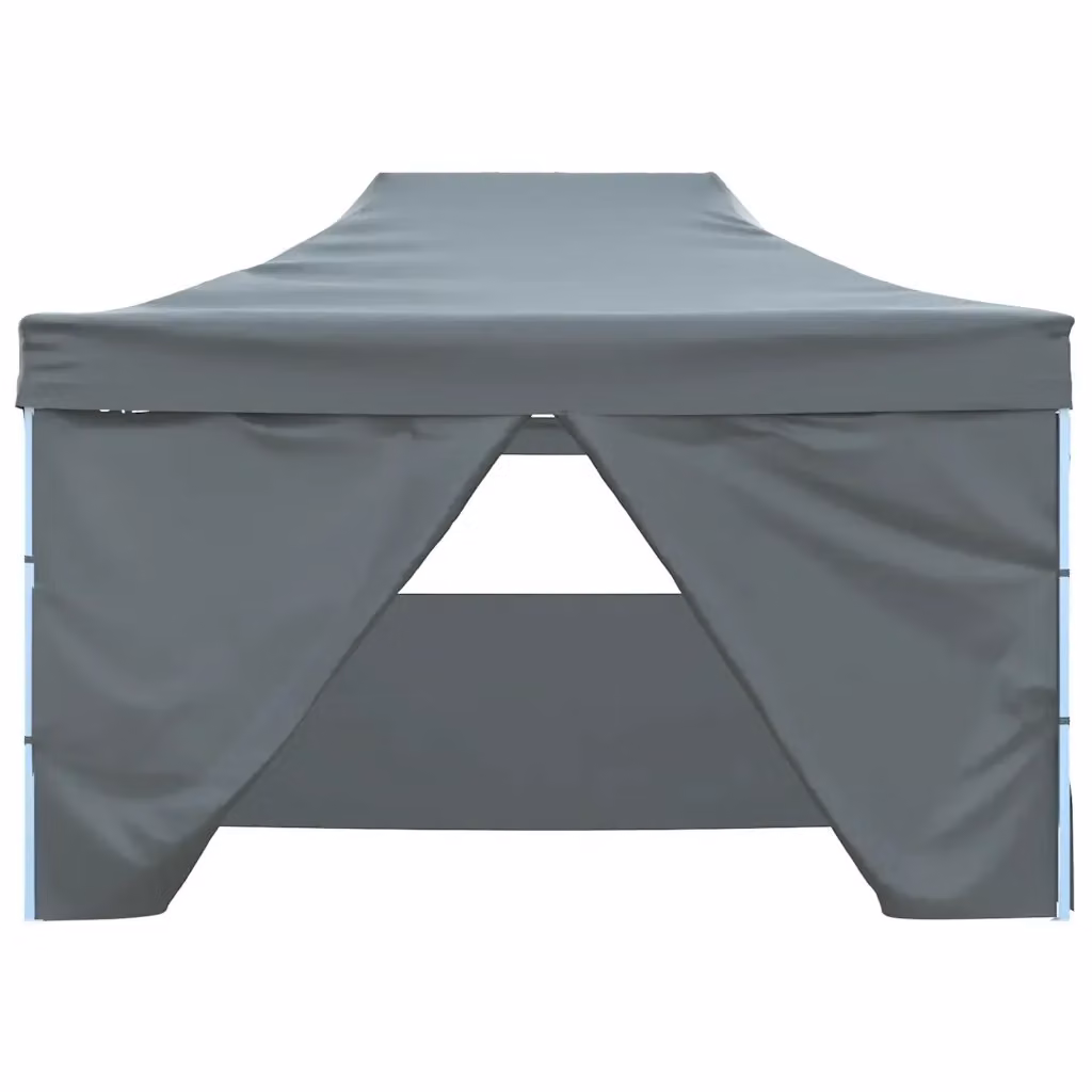 Gazebo Professionale Pieghevole vidaXL con 4 Pareti e Finestre, Acciaio e PVC, Colore Antracite, L/P/H: 400 x 300 x 280 cm – 2