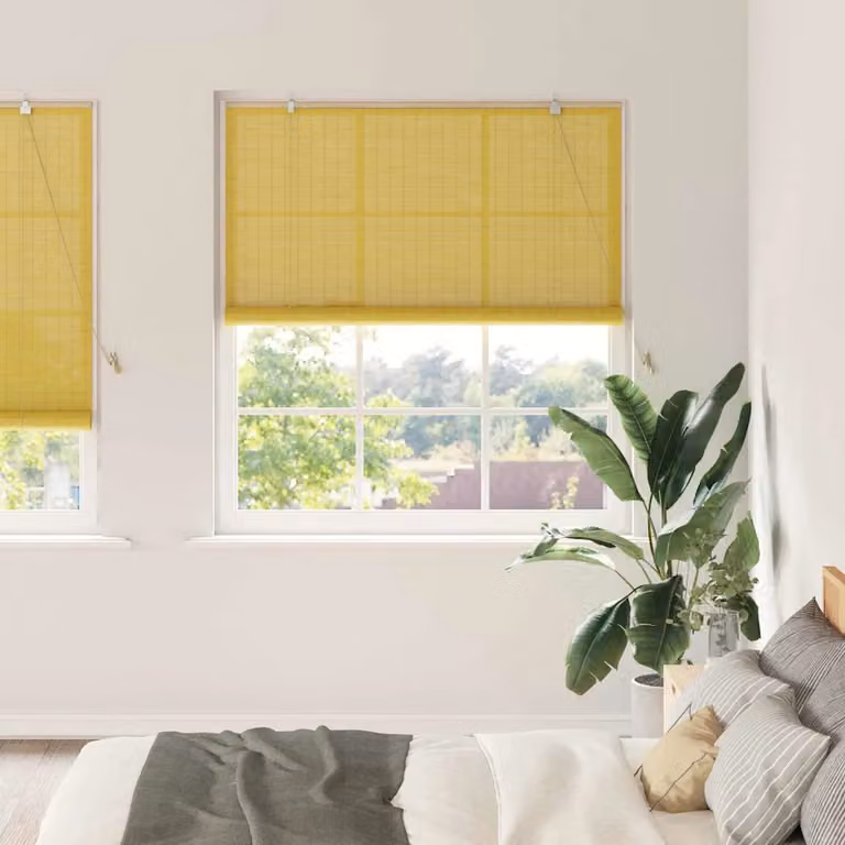 Tenda a rullo vidaXL in bambù giallo semi-trasparente, L 150 cm x H 220 cm
