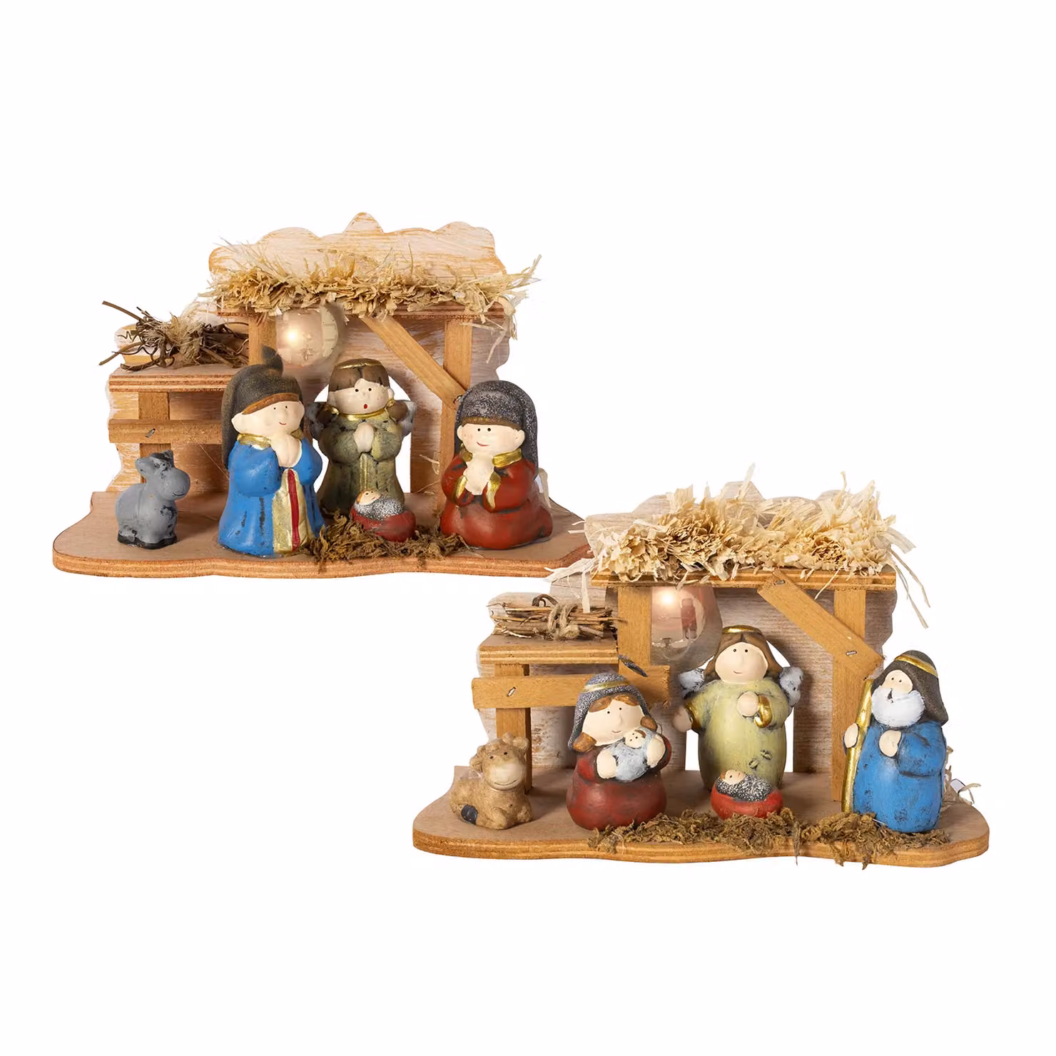 Presepe con Capanna Luminosa LED Gran Natale Vestiamo Casa multicolore H 14,5 cm x L 24,5 cm – 1