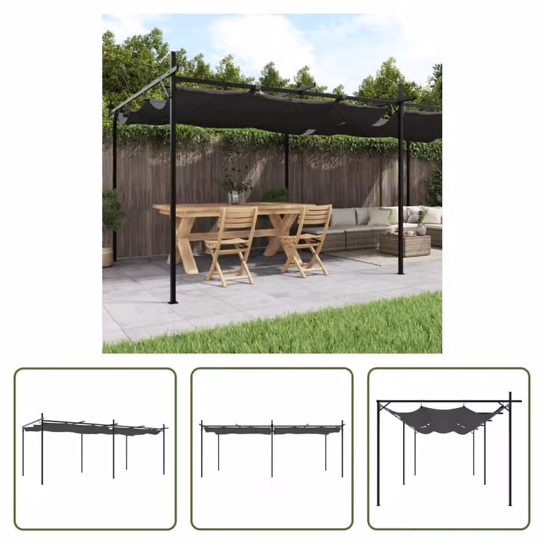 The Living Store Pergola con tetto scorrevole antracite 589x292x230 cm