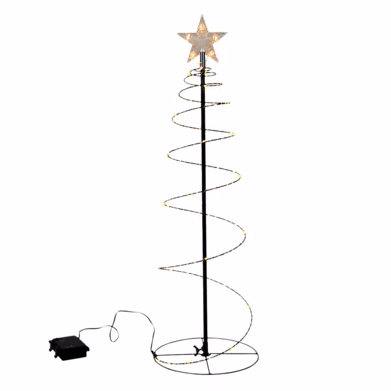 Albero di Natale a spirale con 80 LED dorati - altezza circa 60 cm - funzionamento a batteria per uso interno ed esterno