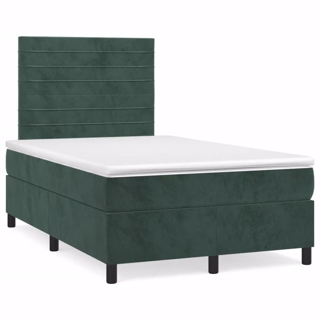Giroletto a Molle con Materasso Verde Scuro 120x200 cm Velluto