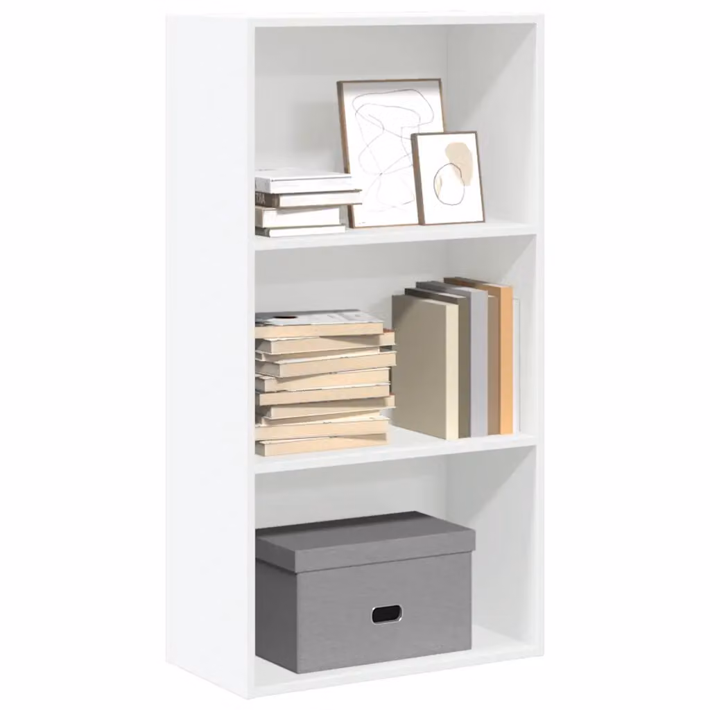 Libreria bianca vidaXL a parete in legno e MDF con pannello posteriore L 60 cm, P 30 cm, H 114 cm