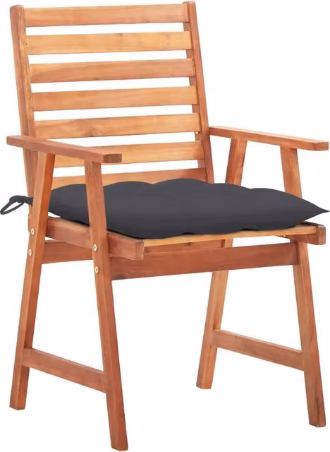 Set di 2 sedie da pranzo da esterno vidaXL in legno di acacia oliato con cuscini rimovibili color antracite e marrone