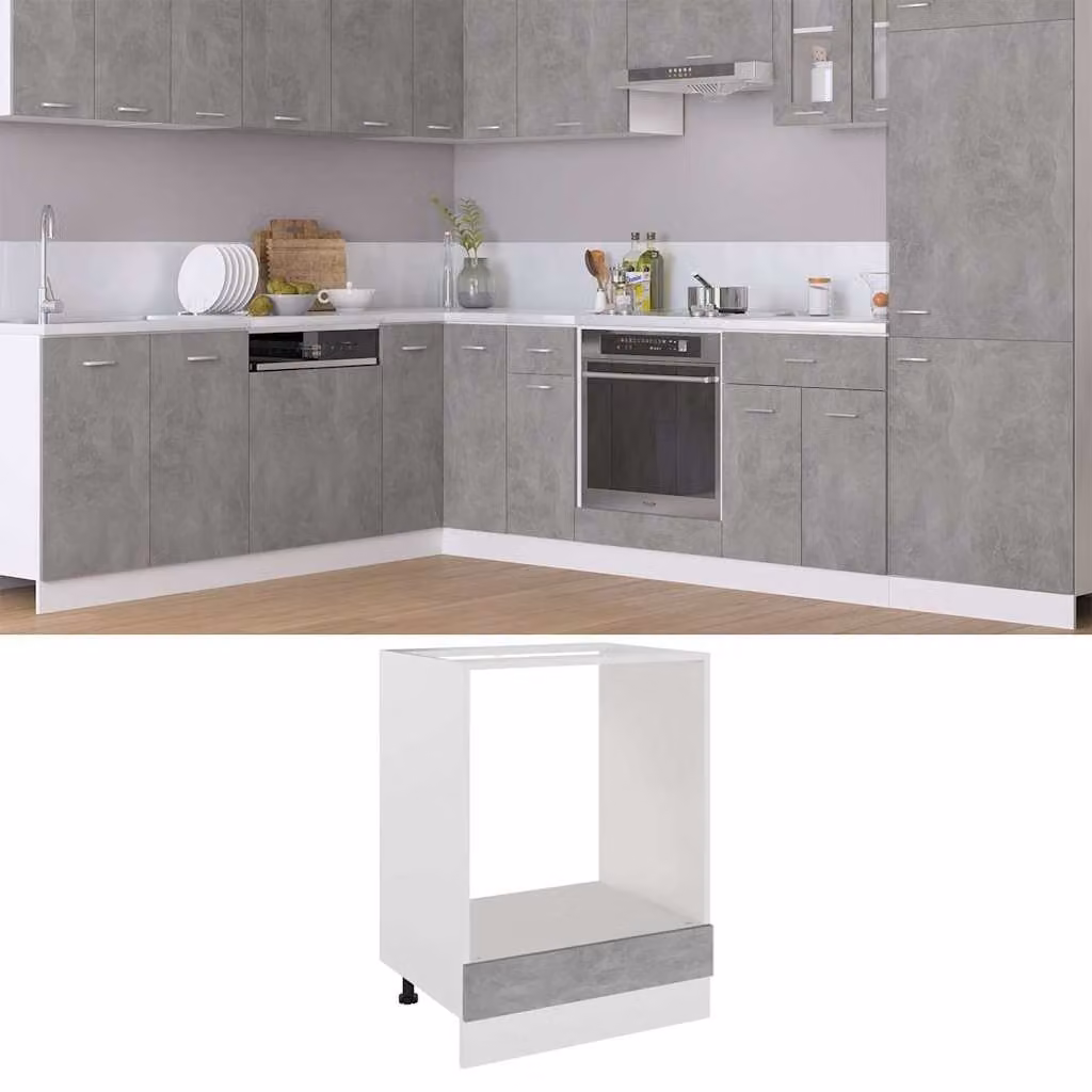 Mobile per forno vidaXL Riga Grigio Cemento L: 60 cm, P: 46 cm, H: 81,5 cm