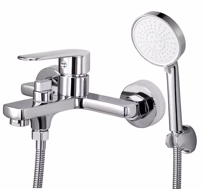 Miscelatore per vasca da bagno monocomando con doccetta, cromato, in ottone