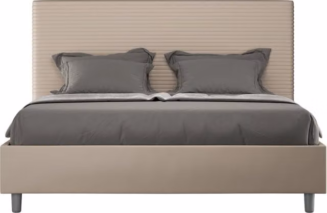 BS COM Letto matrimoniale senza rete imbottito 160x210 similpelle tortora