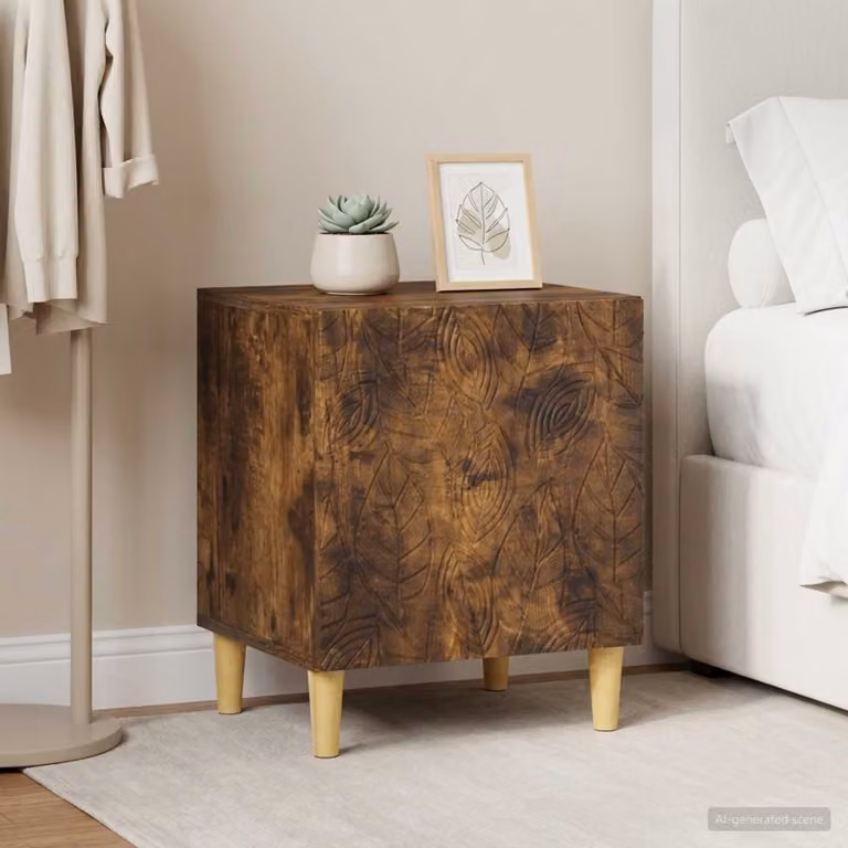 Set di 2 comodini moderni vidaXL in rovere fumo, colore marrone, L 43 x P 34,5 x H 50 cm