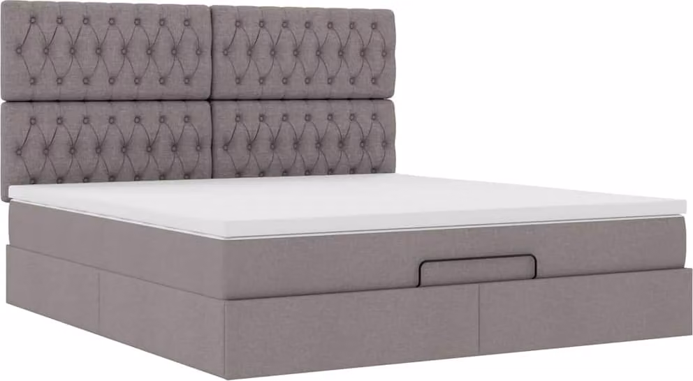 Struttura Letto Pouf con Materasso Tortora 160x200cm in Tessuto