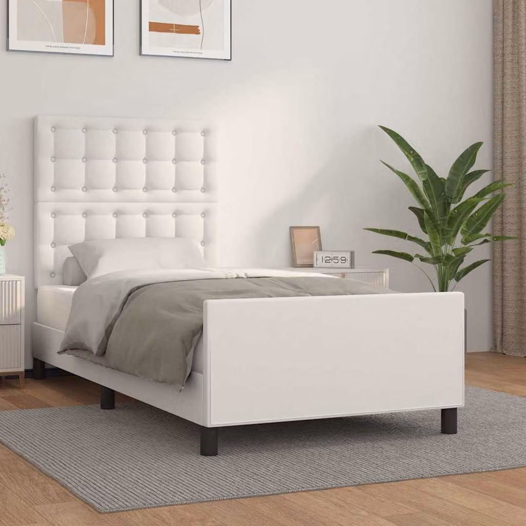 vidaXL Giroletto con Testiera in Similpelle Bianco L/P/H: 90 x 200 x 93 cm – 1