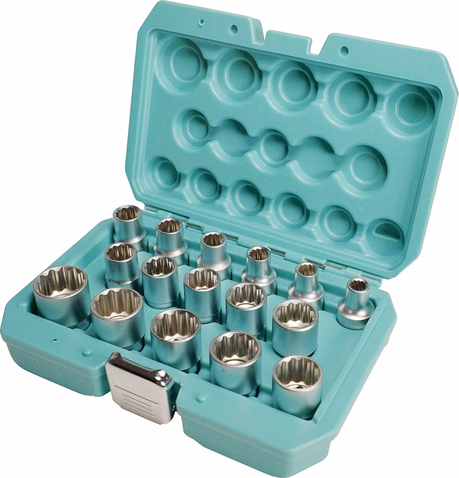 Set di bussole 12 chiavi 1/2 pollice 16pcs 8-24mm da WIESEMANN 1893 I Bussole in acciaio Q-30 I Set di bussole multi-dente I Con pratica cassetta degli attrezzi I 81499