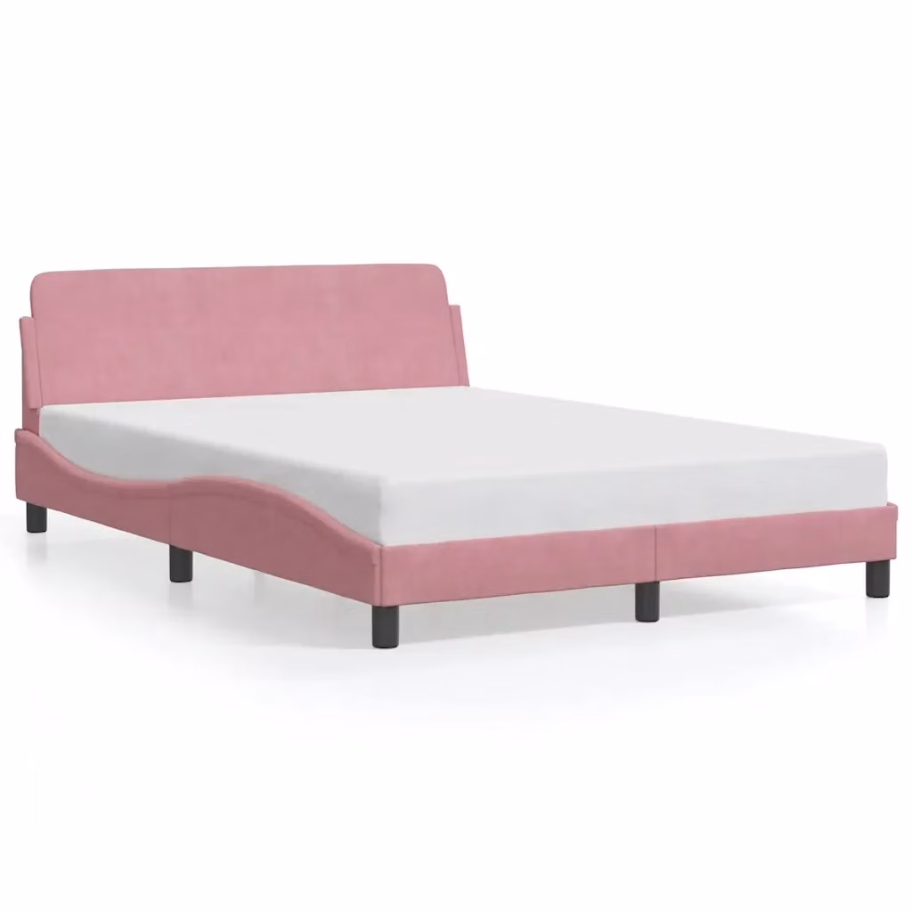 Letto con Testiera Dover rosa in velluto vidaXL L/P: 140 x 190 cm – 2
