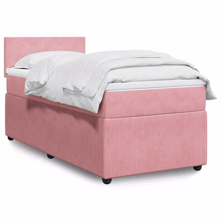 vidaXL Giroletto a Molle con Materasso Ibrido in Velluto Rosa e Bianco L/P/H: 200 x 80 x 100,5 cm