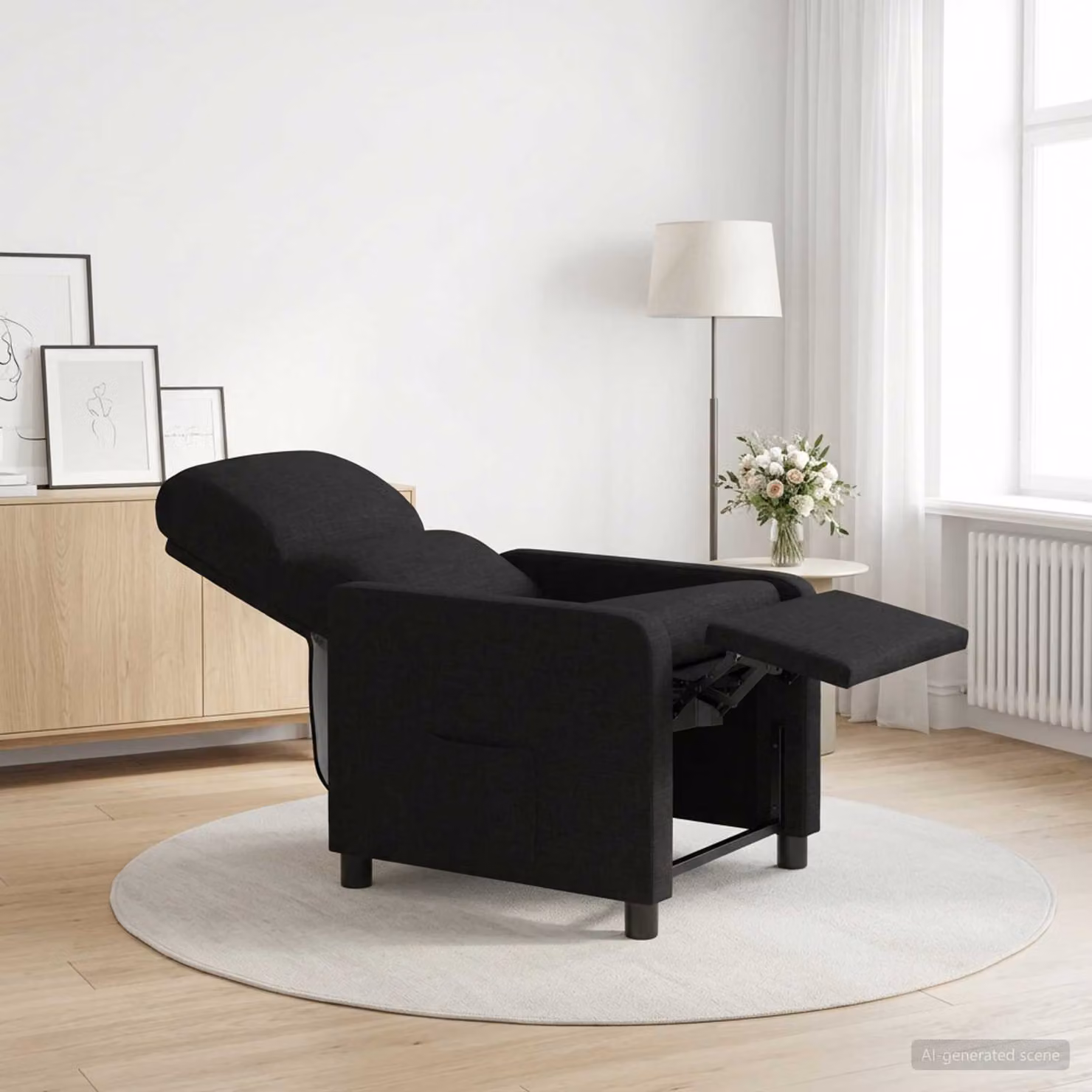 Poltrona reclinabile elettrica vidaXL con braccioli, colore nero, ideale per soggiorno o ufficio in casa