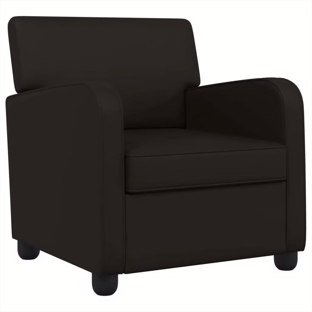 Poltrona moderna vidaXL in similpelle nera con braccioli e struttura imbottita – 2