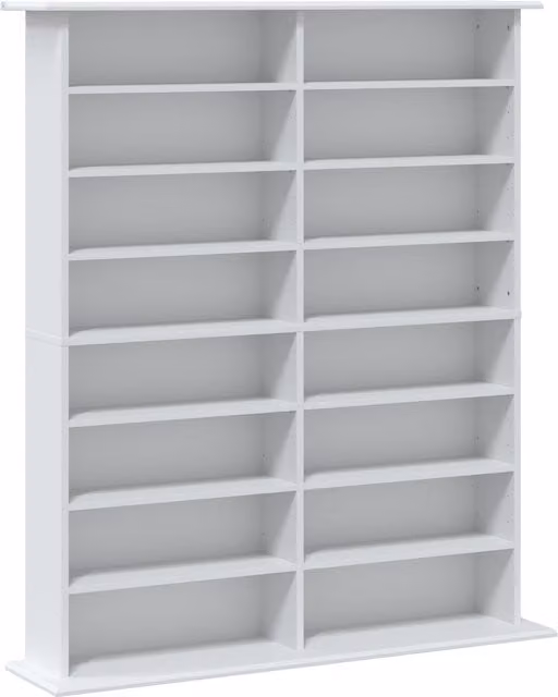 HOMCOM Scaffale multimediale per 720 CD con 16 scomparti e 12 ripiani regolabili, bianco   Aosom Italy