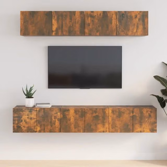 Set di Mobili Porta TV 5 pz-Set di 5 Credenza per TV Rovere Fumo in Legno Multistrato 686208
