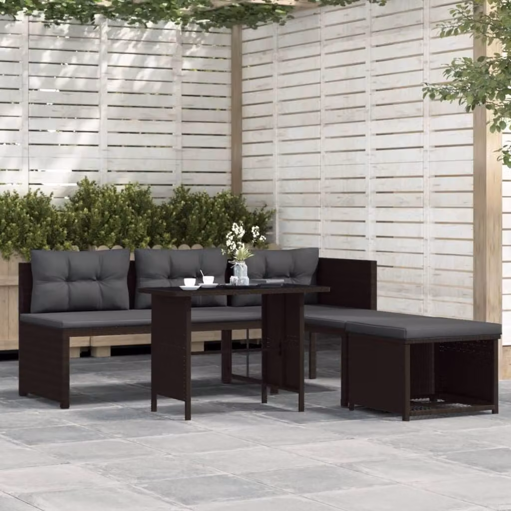 Maison Exclusive - Set da giardino da 4 pezzi in polyrattan marrone