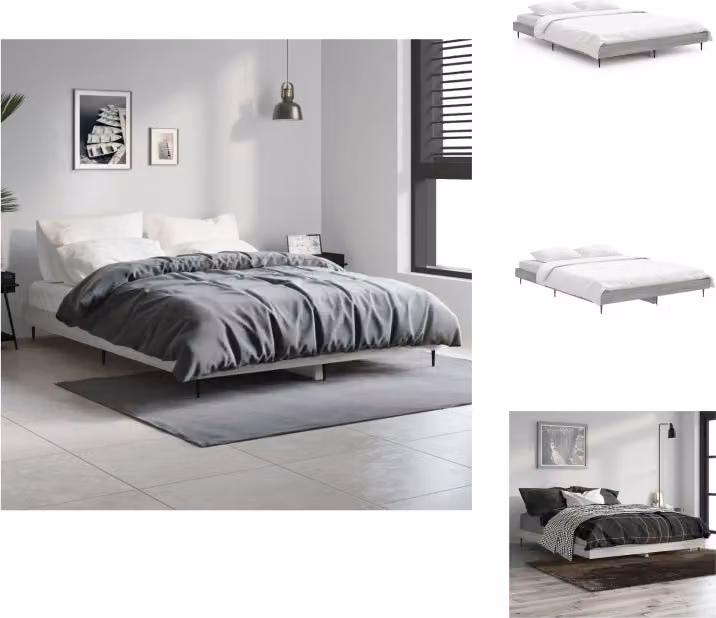 vidaXL Struttura letto grigio Sonoma 140x190 cm in legno - Letti & strutture letto