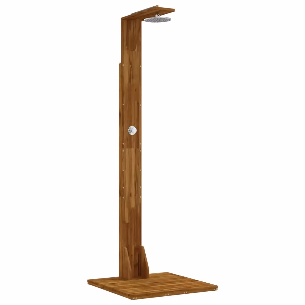Doccia da esterno Videx Naturale in legno e acciaio inox, colore marrone, L: 219 cm, H: 75 cm, P: 74 cm – 2