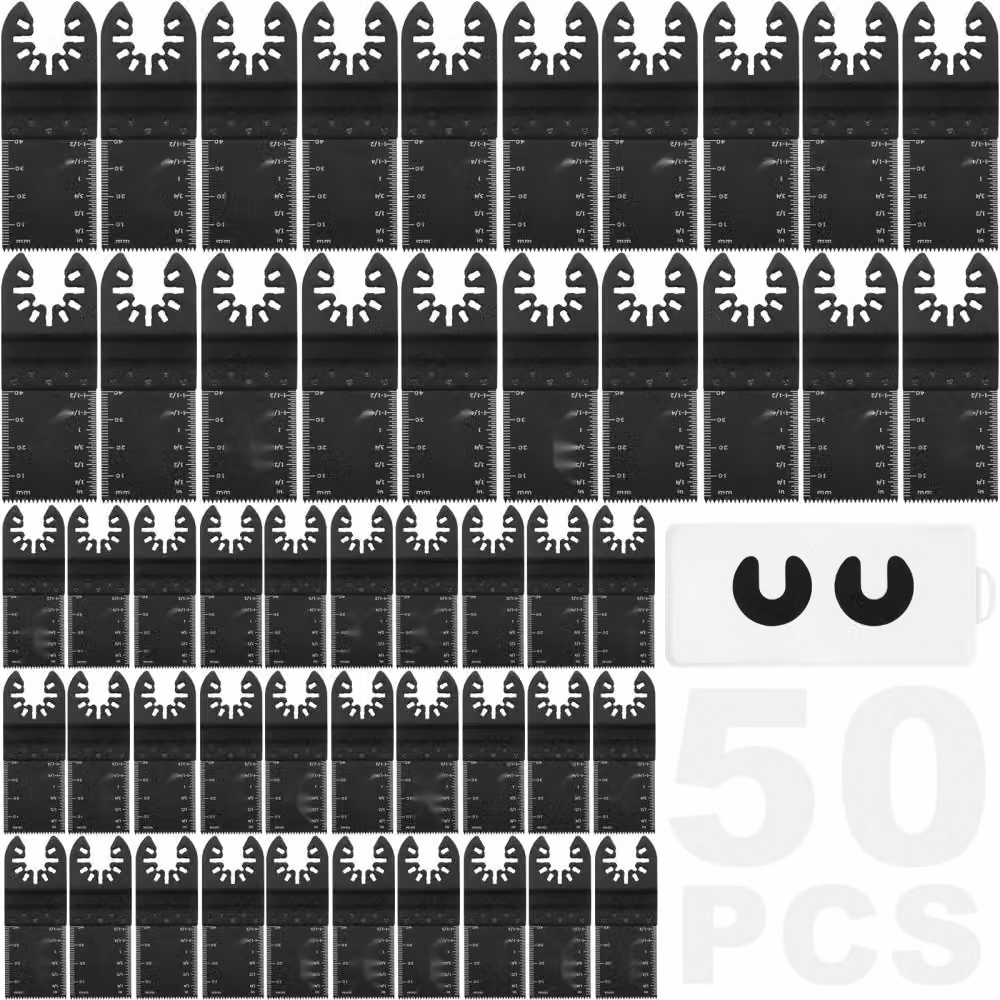 50x lama multifunzione 9x3,4cm - Utensile oscillante in acciaio ad alto tenore di carbonio (HCS) - Interfaccia di cambio rapido - Compatibile con il 95% degli utensili oscillanti presenti sul mercato.