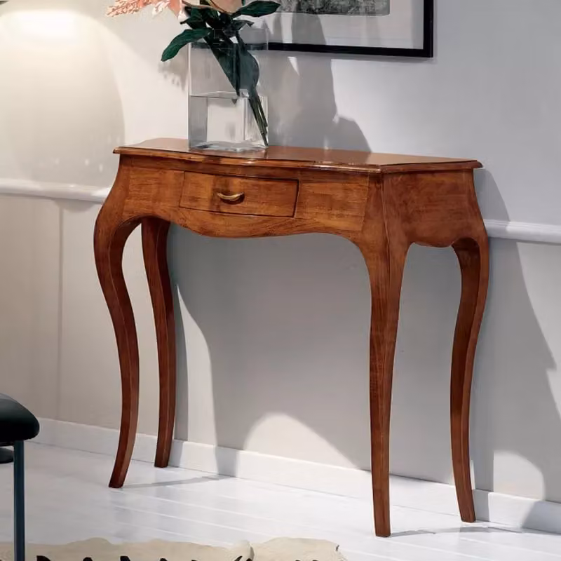 Consolle in legno massello stile arte povera con 1 cassetto Mobili 2G tinta noce L: 104 cm, P: 38 cm, H: 88 cm – 3