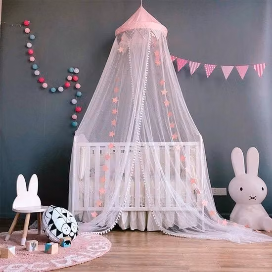 Tenda per bambini con decorazione stellare e luce rossa