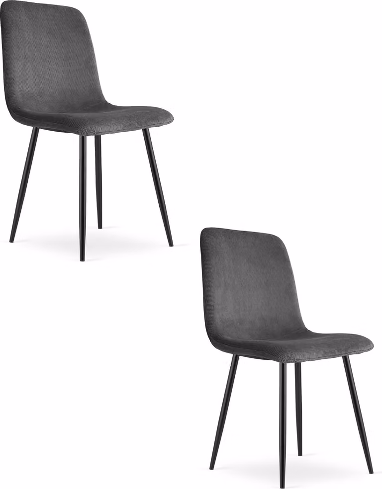 Sedia RIFT - velluto a coste grigio / gambe nere x 2
