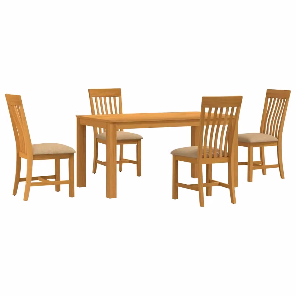 Set da pranzo moderno vidaXL in legno di quercia beige composto da tavolo rettangolare e 4 sedie – 2