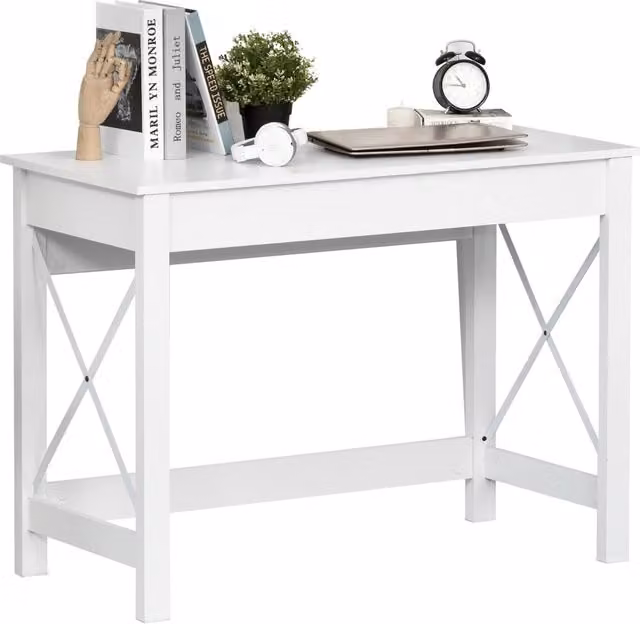 Scrivania per Computer XYLO Bianca in Legno e Metallo L: 105 cm, P: 50 cm, H: 76 cm
