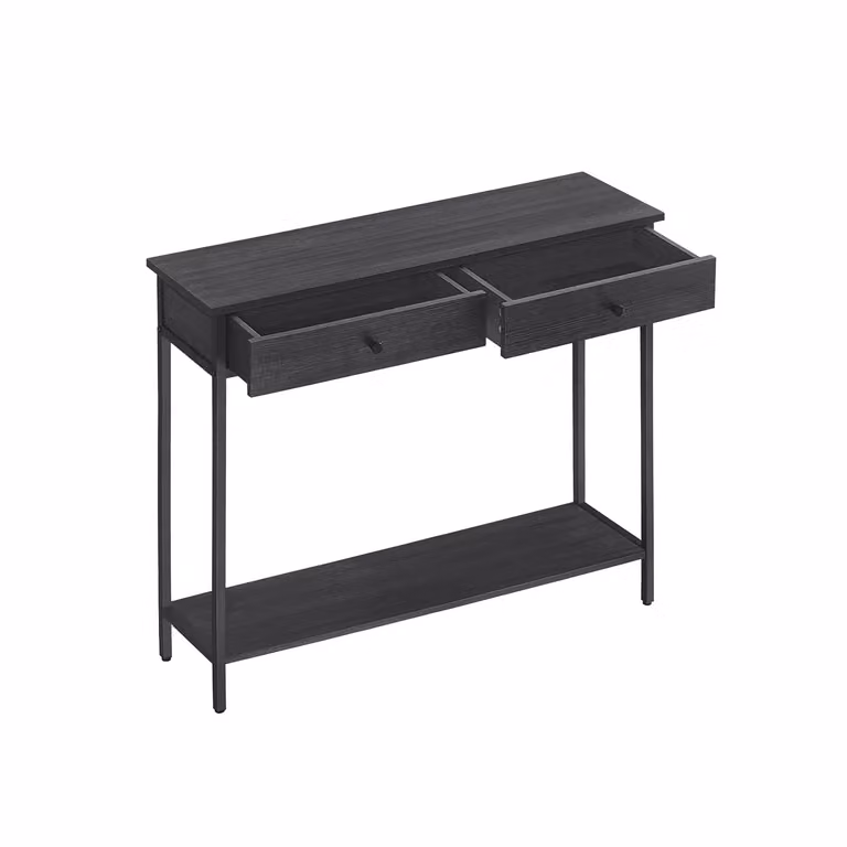 Tavolo da Ingresso con 2 Cassetti, Grigio Antracite + Nero Inchiostro