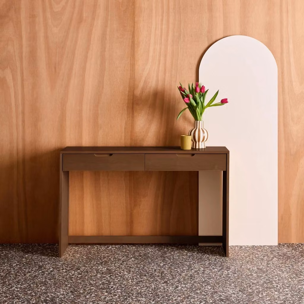 Consolle Sweeek in legno marrone con 2 cassetti e design minimalista, L: 120 cm – 2