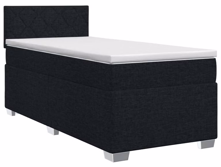 Letto a molle con materasso nero 100 x 200 cm in tessuto