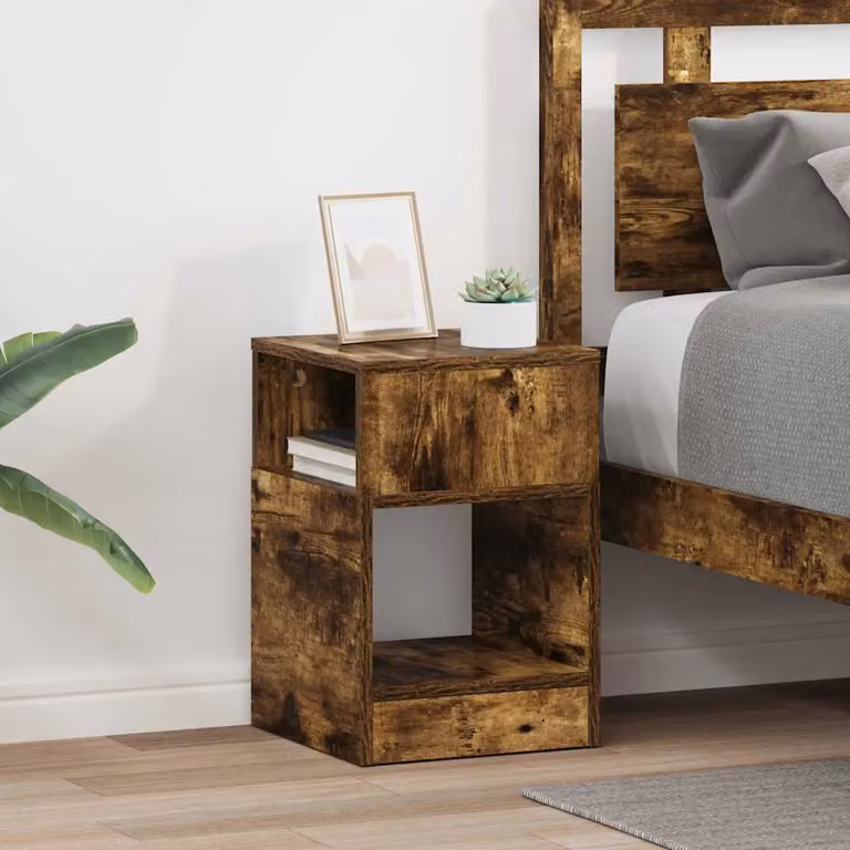 Set di 2 tavolini moderni vidaXL in legno e MDF color rovere marrone, L/P/H: 30,5 x 30 x 45 cm