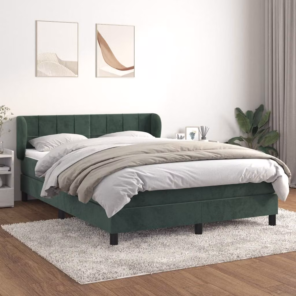 Maison Exclusive - Giroletto a Molle con Materasso Verde Scuro 140x190 cm Velluto