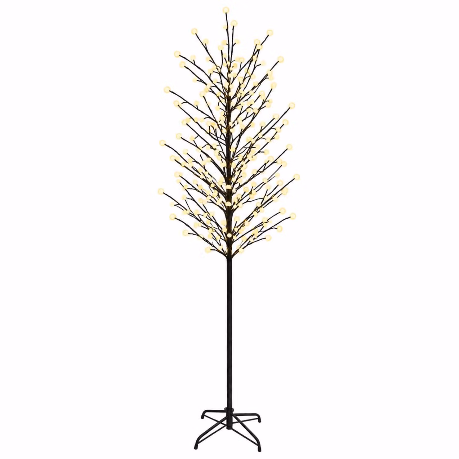 vidaXL Albero di Natale con palline LED Nero 240 cm Acciaio 280 LED