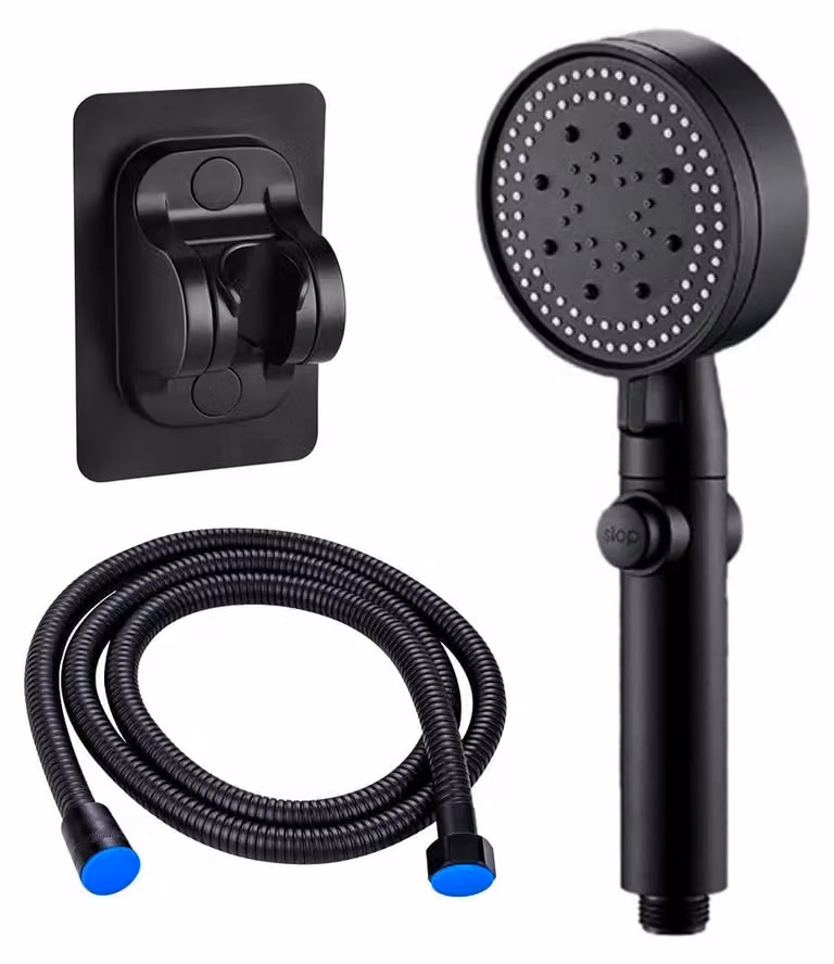 Doccetta manuale con 5 modalità, diametro di 130 mm, tubo di 2 metri, per l'uso in doccia