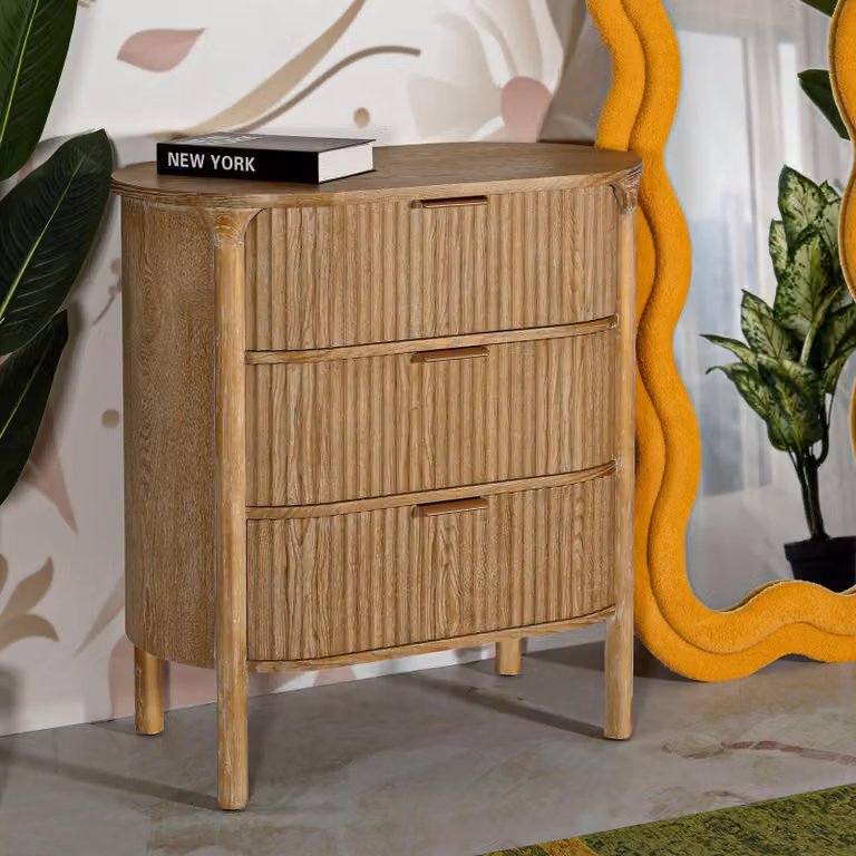 Fama - Cassettiera, 81x47x82h cm Marrone Ciliegio, 3 Cassetti