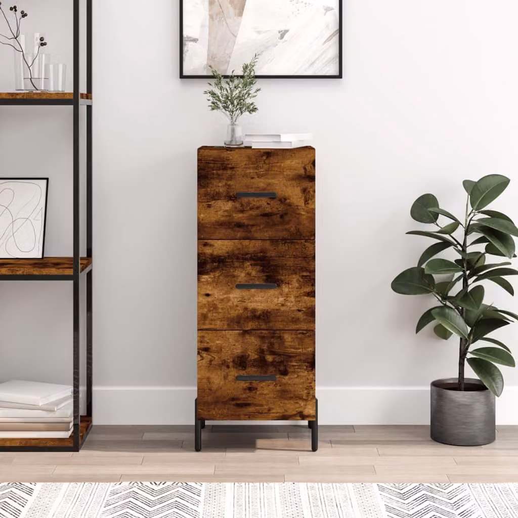 Credenza moderna vidaXL in legno Rovere Fumo, sospesa, L/P/H: 34,5 x 34 x 90 cm