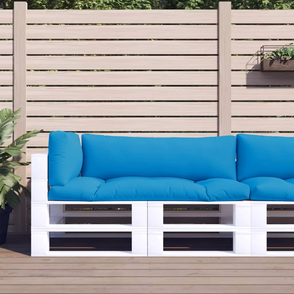 Set di 3 cuscini per pallet vidaXL in tessuto poliestere azzurro, resistenti all'acqua e ai raggi UV