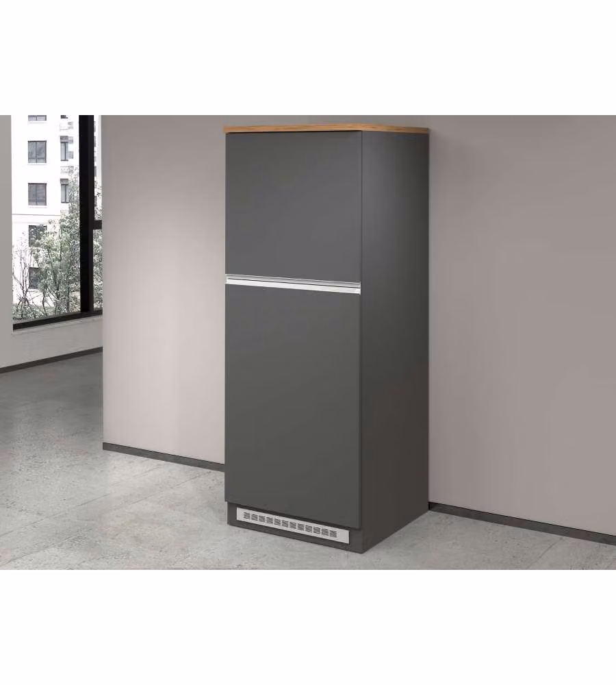 Mobile Portafrigo Antracite/Rovere Wotan 60x60x164 cm - Colonna Incasso Frigorifero