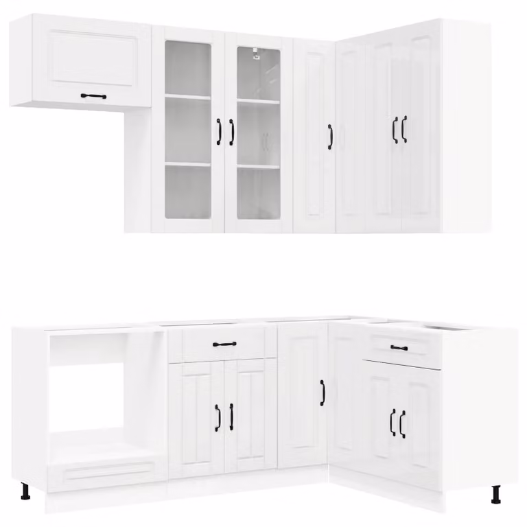 Set di accessori per cucina KALMAR, 8 pezzi, bianco lucido