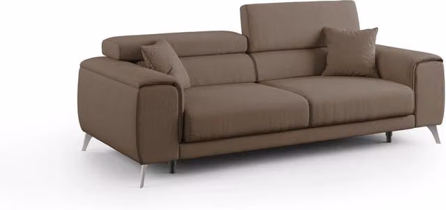 Divano Fusion Divani.Store con sedute allungabili e tessuto smacchiabile marrone L: 185 cm – 1