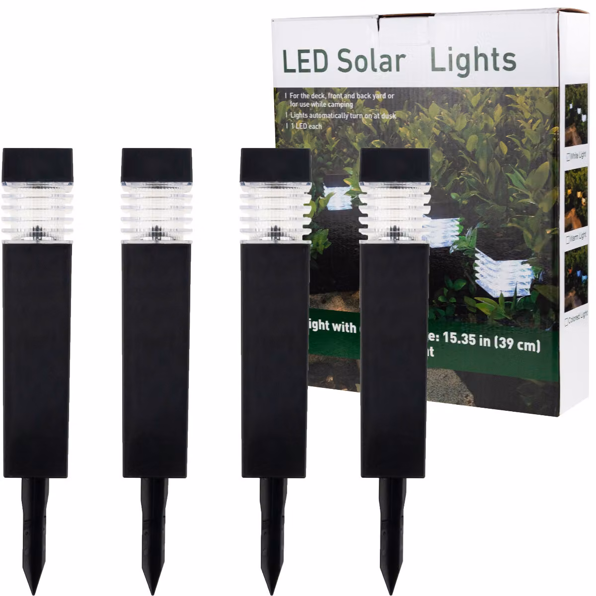 Lampada solare da giardino a LED 4X con barra a pressione, 39 cm