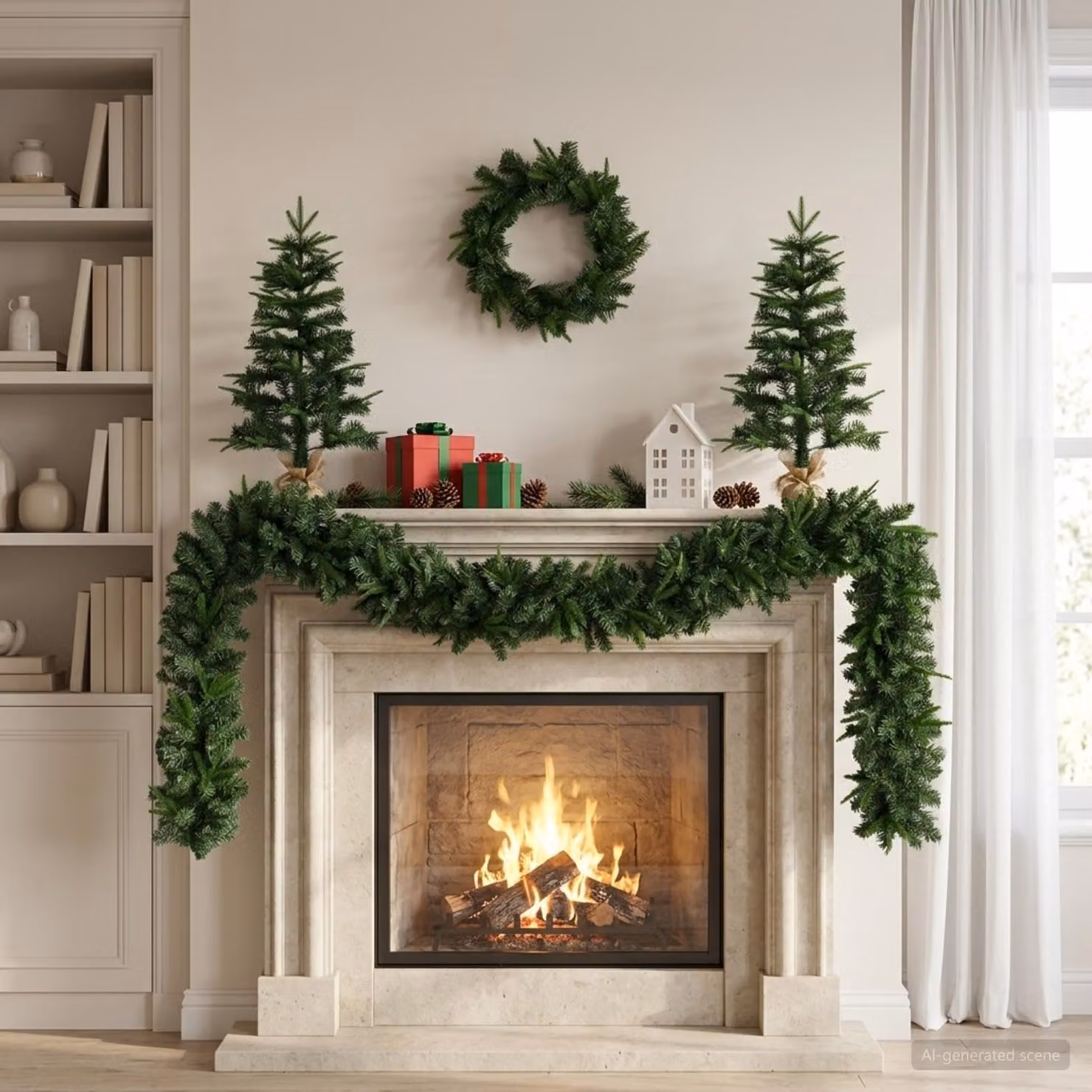Set di mini albero di Natale, 45 cm, in PVC e PE, colore verde