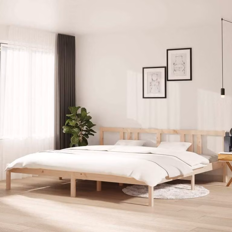 The Living Store Letto in legno massiccio 200x200 cm