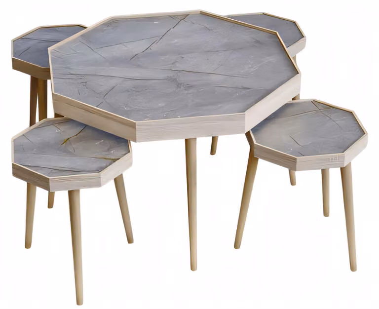 Grauer Holz Couchtisch modern elegant