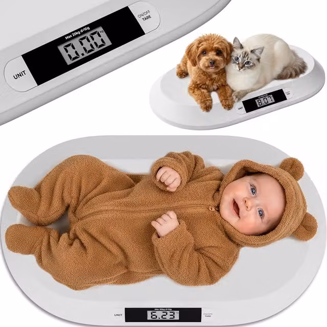 Bilancia digitale per neonati Monzana bianca con funzione tara e display digitale fino a 20 kg – 1